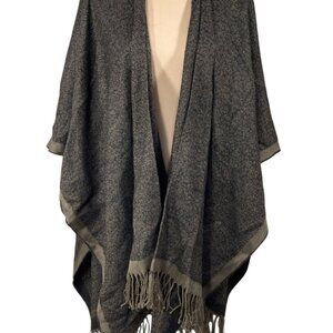 Cejon Blanket Poncho Wrap Black Brown One Size Travel Sweater